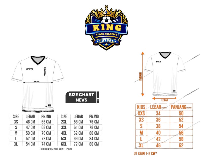 Format Ukuran Jersey